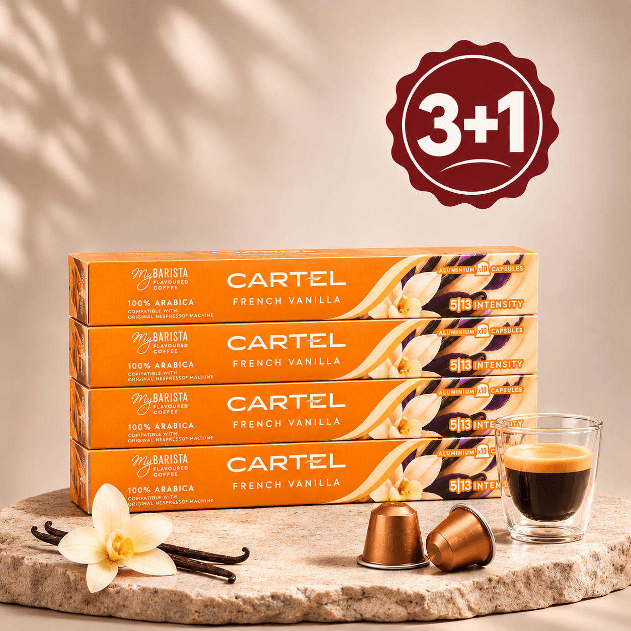 Промо пакет 3+1 French Vanilla - съвместими с Nespresso® original Промо пакет 3+1 French Vanilla - съвместими с Nespresso® original